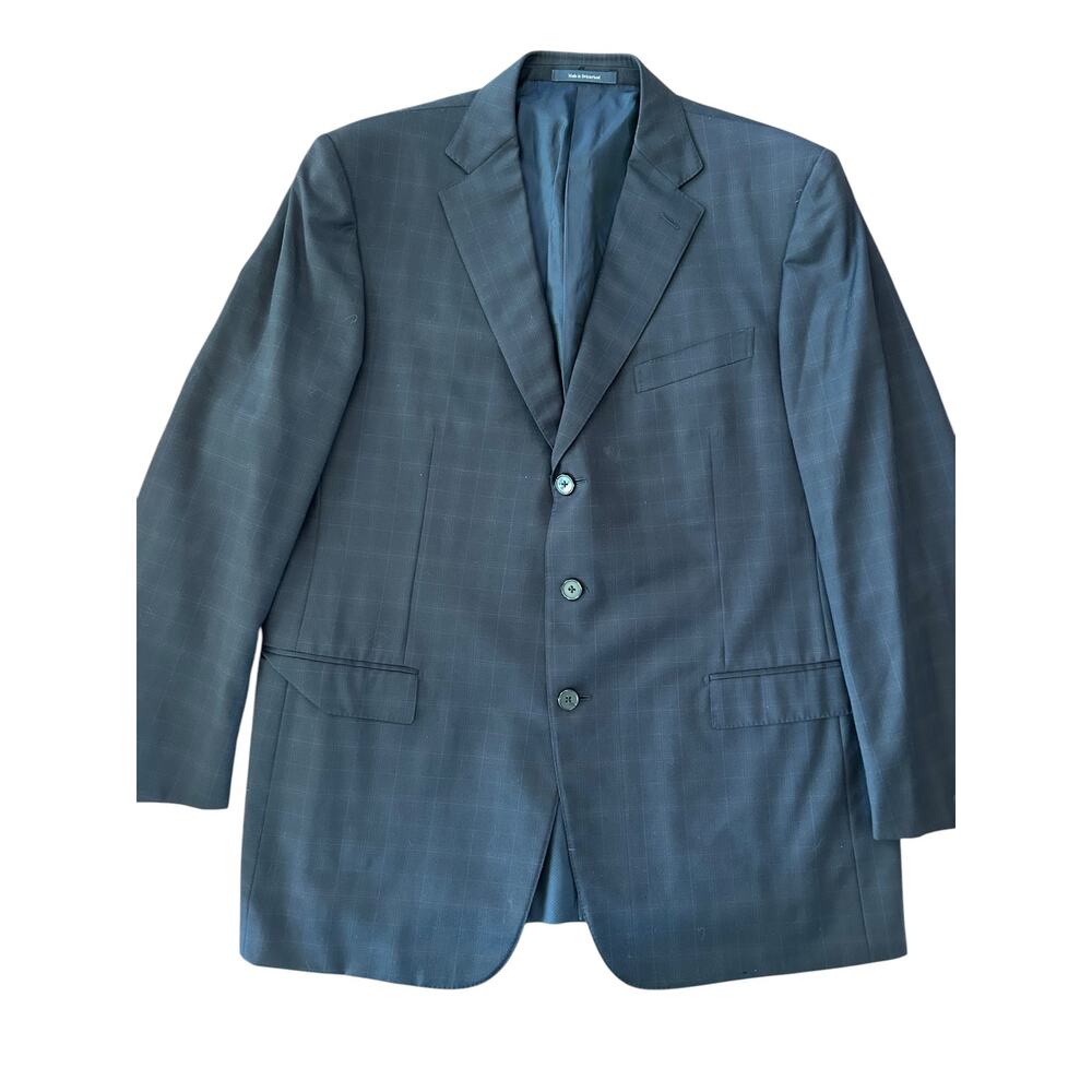 ERMENEGILDO ZEGNA Men's Sport Coat Blazer 58R 48 R US Wool Black Navy Plaid